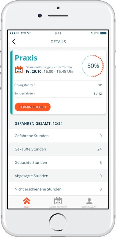 Fahrstunde direkt aus der App buchen bei der 123FAHRSCHULE