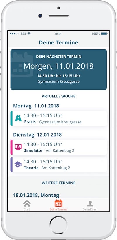 123fahrschule App deine Fahrschul Terminübersicht