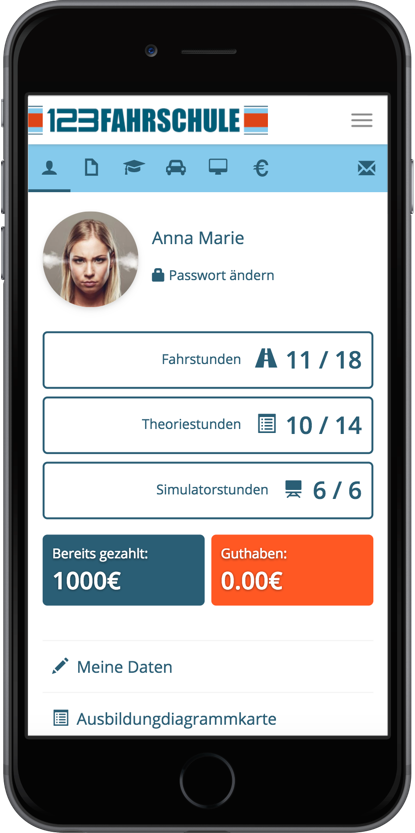 123fahrschule theorie unterricht buchen dashboard