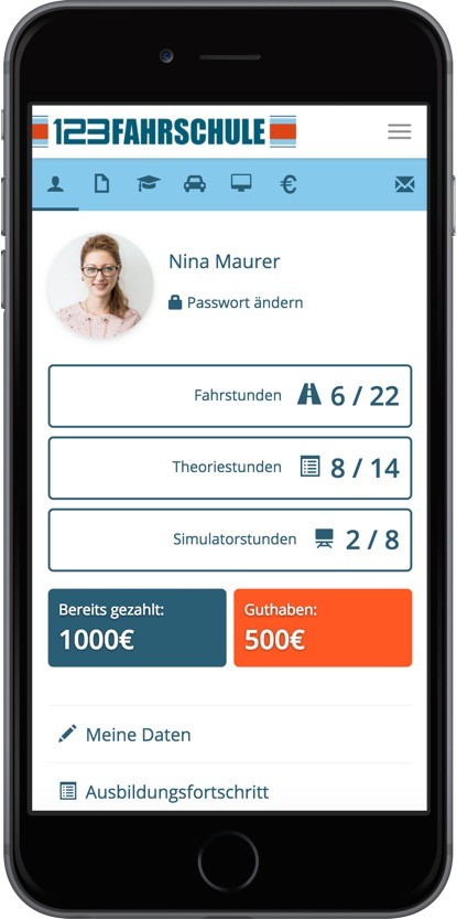1 fahrstunden buchen dashboard 123fahrschule