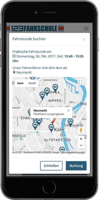 4 praxisunterricht fahrstunden buchen abholort gewaehlt 123fahrschule