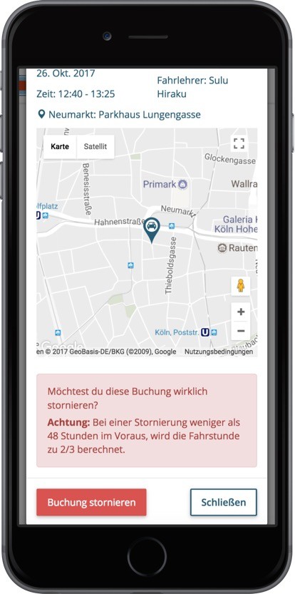 6 praxisunterricht fahrstunden buchen stornieren 123fahrschule