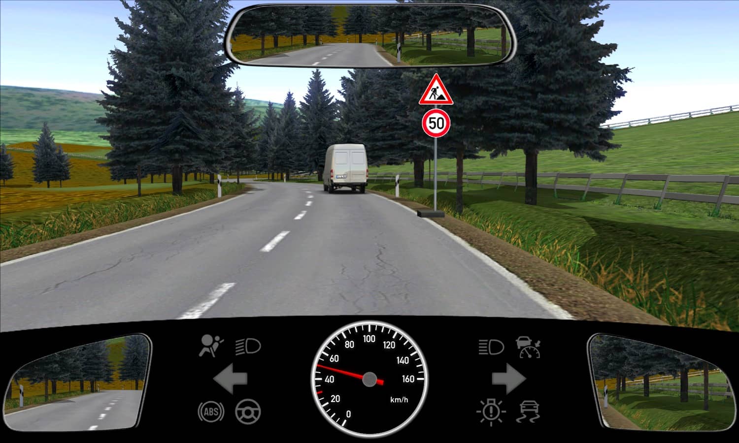 Welches Fahrzeug muss warten, wenn eine Baustelle die halbe Fahrbahn